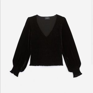 NWT The Kooples Black Rock-Style Smock Velvet Top